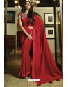 Maroon Embroidered Designer Casual Wear Sari