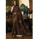 Coffee Embroidered Designer Casual Wear Sari