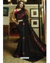 Black Embroidered Designer Casual Wear Sari