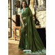 Forest Green Embroidered Designer Casual Wear Sari