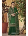 Dark Green Heavy Festival Wear Ora Silk Palazzo Suit