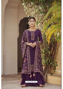 Purple Heavy Festival Wear Ora Silk Palazzo Suit