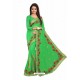 Parrot Green Designer Heavy Embroidered Party Wear Georgette Sari