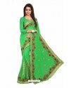 Parrot Green Designer Heavy Embroidered Party Wear Georgette Sari