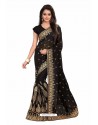 Black Designer Heavy Embroidered Party Wear Georgette Sari