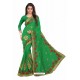 Forest Green Designer Heavy Embroidered Party Wear Georgette Sari