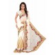 Off White Designer Heavy Embroidered Party Wear Georgette Sari