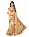 Cream Designer Heavy Embroidered Party Wear Georgette Sari