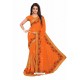 Orange Designer Heavy Embroidered Party Wear Georgette Sari