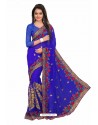 Royal Blue Designer Heavy Embroidered Party Wear Georgette Sari