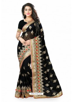 Black Designer Heavy Embroidered Party Wear Georgette Sari