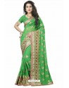 Green Designer Heavy Embroidered Party Wear Georgette Sari