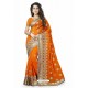 Orange Designer Heavy Embroidered Party Wear Georgette Sari