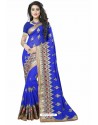 Royal Blue Designer Heavy Embroidered Party Wear Georgette Sari