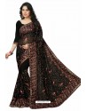 Black Designer Heavy Embroidered Party Wear Georgette Sari