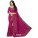 Medium Violet Designer Heavy Embroidered Party Wear Georgette Sari