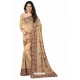 Cream Designer Heavy Embroidered Party Wear Georgette Sari