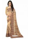 Cream Designer Heavy Embroidered Party Wear Georgette Sari