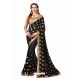 Black Designer Heavy Embroidered Party Wear Georgette Sari