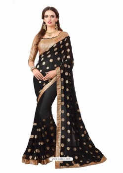 Black Designer Heavy Embroidered Party Wear Georgette Sari