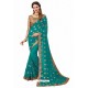 Blue Designer Heavy Embroidered Party Wear Georgette Sari