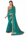 Blue Designer Heavy Embroidered Party Wear Georgette Sari