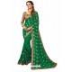 Forest Green Designer Heavy Embroidered Party Wear Georgette Sari