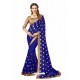 Royal Blue Designer Heavy Embroidered Party Wear Georgette Sari