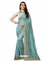 Blue Designer Heavy Embroidered Party Wear Art Silk Sari