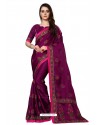 Deep Wine Designer Heavy Embroidered Party Wear Art Silk Sari