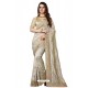 Silver Designer Heavy Embroidered Party Wear Art Silk Sari