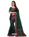 Dark Green Designer Heavy Embroidered Party Wear Art Silk Sari