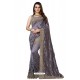 Grey Designer Heavy Embroidered Party Wear Art Silk Sari