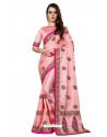 Pink Designer Heavy Embroidered Party Wear Art Silk Sari