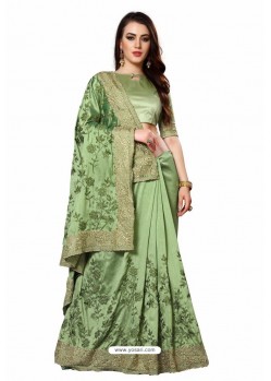 Green Designer Heavy Embroidered Party Wear Art Silk Sari