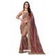 Old Rose Designer Heavy Embroidered Party Wear Art Silk Sari