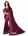 Rose Red Designer Heavy Embroidered Party Wear Art Silk Sari