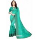 Turquoise Designer Heavy Embroidered Party Wear Art Silk Sari