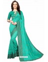 Turquoise Designer Heavy Embroidered Party Wear Art Silk Sari