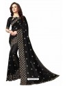 Black Designer Heavy Embroidered Party Wear Art Silk Sari