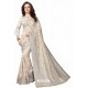 Off White Designer Heavy Embroidered Party Wear Art Silk Sari