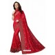 Red Designer Heavy Embroidered Party Wear Art Silk Sari