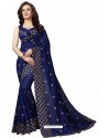 Navy Blue Designer Heavy Embroidered Party Wear Art Silk Sari