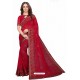 Red Designer Heavy Embroidered Party Wear Georgette Sari