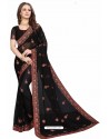 Black Designer Heavy Embroidered Party Wear Georgette Sari