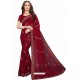 Maroon Designer Heavy Embroidered Party Wear Georgette Sari