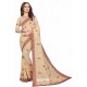Cream Designer Heavy Embroidered Party Wear Georgette Sari