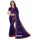 Navy Blue Designer Heavy Embroidered Party Wear Georgette Sari