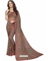 Beige Designer Heavy Embroidered Party Wear Georgette Sari