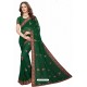 Dark Green Designer Heavy Embroidered Party Wear Georgette Sari